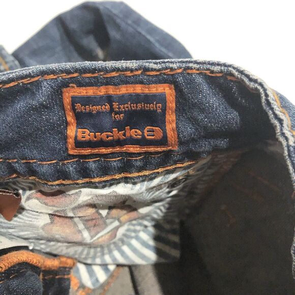 Rock Revival Jeans Womens Size 27" Waist Patti Boot Distressed Blue Flap Pockets - Picture 5 of 12